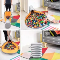 Organizer Basket with Play Mat for Storing and Quickly Collecting Children's Toys 2 in 1, Folding Bag, Play bag, Organizer Bag with Lid