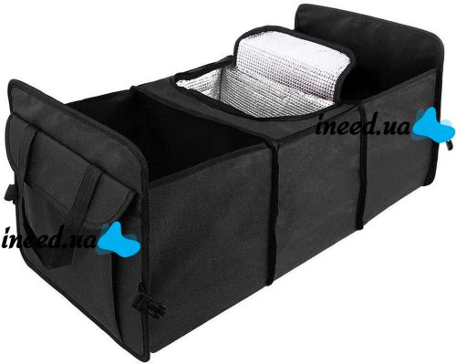 Folding Bag Organizer Trunk Organizer & Cooler in the trunk of the car, Folding nylon container with a thermal compartment, Refrigerator organizer in the car