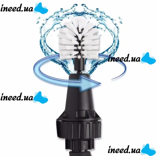Rotating Car Brush Hose Nozzle Brush Hero for Car, Home, Garden Cleaning, Universal Car Wash Brush with Nozzles Black