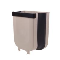Складне навісне відро для сміття контейнер на двері Foltable Trash Bin Can в кухню або ванну, розкладне відро бак для сміття на дверцята коричневе