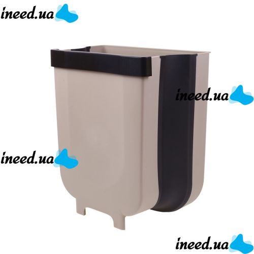 Складне навісне відро для сміття контейнер на двері Foltable Trash Bin Can в кухню або ванну, розкладне відро бак для сміття на дверцята коричневе