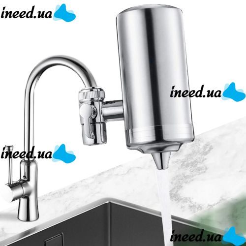 Проточний фільтр насадка на кран з нержавіючої сталі Water Purifier ZSF-080 для очищення води, водяний фільтр для води під кран 687-1 Сріблястий