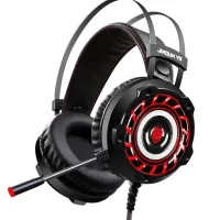 JINOUN A6 Gaming Wired Headphones with Microphone and RGB Backlight for PC , Gaming Full-size Headphones for Computer and Laptop USB AUX