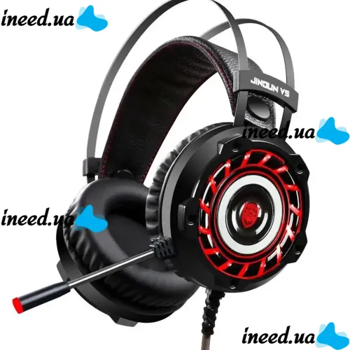 JINOUN A6 Gaming Wired Headphones with Microphone and RGB Backlight for PC , Gaming Full-size Headphones for Computer and Laptop USB AUX