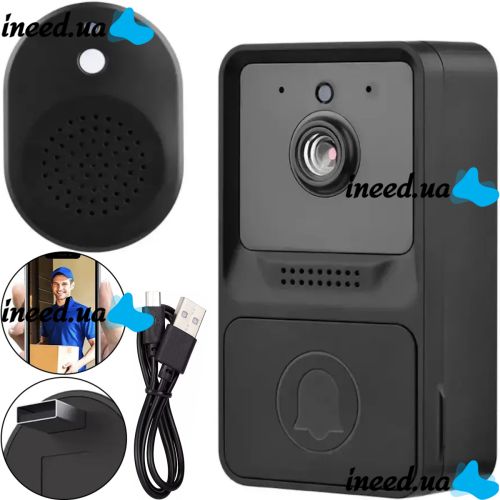 Wireless Video Doorbell Intercom Wi-Fi Mini Doorbell AiWit T2 Mini 720p for Home, Cordless WIFI Doorbell with Camera Android iOS Black
