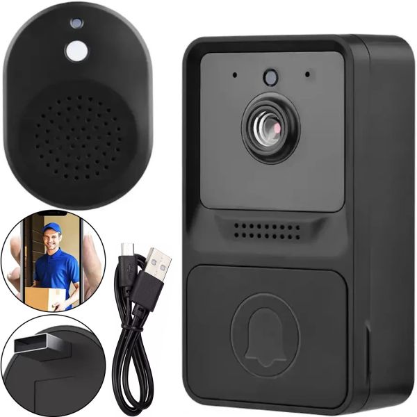 Беспроводной дверной видеозвонок домофон Wi-Fi Mini Doorbell AiWit T2 Mini 720p для дома, Аккумуляторный WIFI звонок с камерой Android iOS Черный