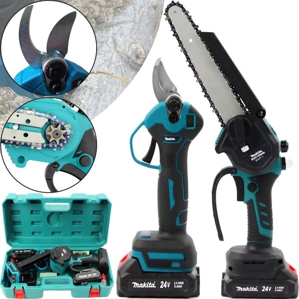 Набор электроинструментов Makita 2 в 1 Аккумуляторный секатор DUP270 и цепная пила DUC190HN 24V, Набор инструментов Макита 2 аккумулятора в кейсе