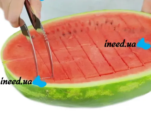 Ніж для чищення і нарізування кавуна і дині часточками Angurello Genietti Watermelon Slicer, Слайсер для фігурної нарізки кавунів 24.5 см, Кавурезка