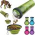 Double Bottle Water and Feed Drinker with Folding Bowl Pet Drink Bottle 2 in 1 for Dogs and Cats Hiking Pet Bottle, Walking Bowl