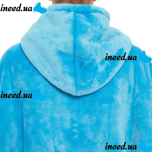 Толстовка-плед з капюшоном Huggle Hoodie Ultra Plush Blanket 2 в 1 унісекс оверсайз толстовка худі плюшевий плед з рукавами на флісі 74Х110 см Блакитна