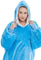 Толстовка-плед з капюшоном Huggle Hoodie Ultra Plush Blanket 2 в 1 унісекс оверсайз толстовка худі плюшевий плед з рукавами на флісі 74Х110 см Блакитна