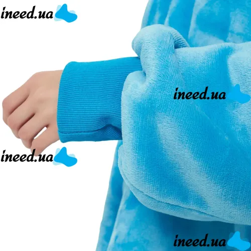 Толстовка-плед з капюшоном Huggle Hoodie Ultra Plush Blanket 2 в 1 унісекс оверсайз толстовка худі плюшевий плед з рукавами на флісі 74Х110 см Блакитна