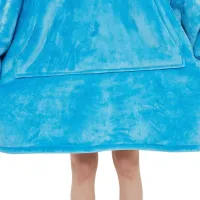 Толстовка-плед з капюшоном Huggle Hoodie Ultra Plush Blanket 2 в 1 унісекс оверсайз толстовка худі плюшевий плед з рукавами на флісі 74Х110 см Блакитна