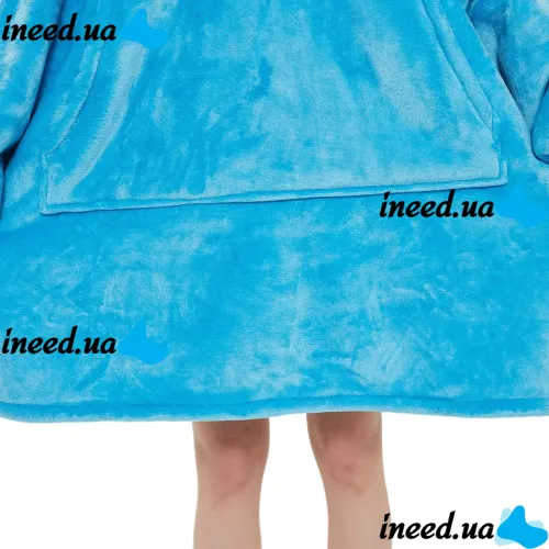 Толстовка-плед з капюшоном Huggle Hoodie Ultra Plush Blanket 2 в 1 унісекс оверсайз толстовка худі плюшевий плед з рукавами на флісі 74Х110 см Блакитна