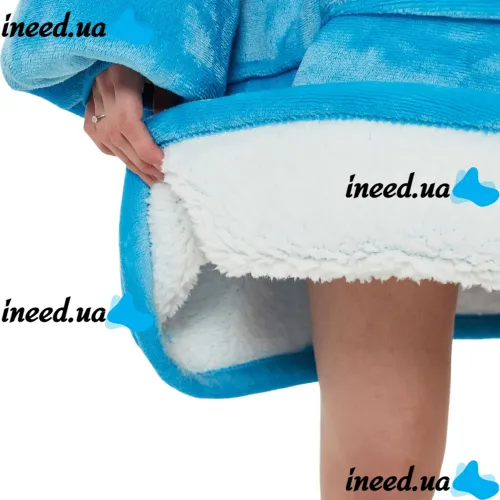 Толстовка-плед з капюшоном Huggle Hoodie Ultra Plush Blanket 2 в 1 унісекс оверсайз толстовка худі плюшевий плед з рукавами на флісі 74Х110 см Блакитна