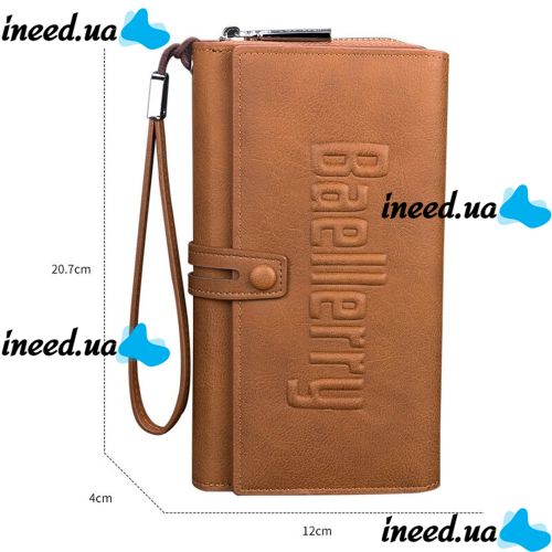 Чоловічий шкіряний гаманець клатч Baellerry Guero S1393 Brown для зберігання кредитних карт монет на змійці, чоловіче портмоне для купюр Коричневий