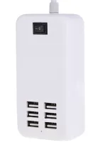 Мережевий зарядний пристрій USB Desktop Charger 20W на 6 портів з вимикачем, Зарядка адаптер для зарядки телефонів на 6 роз'ємів від мережі Білий