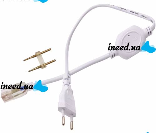 Кабель питания адаптер для светодиодной LED ленты 5050 Foton Power Cable Neon с контроллером 220V IP65, Шнур вилка для светодиодного неона от 220В