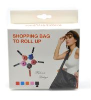 Складна компактна сумка-шоппер на плече для покупок Shopping bag to roll up, жіноча багаторазова продуктова сумка рулетка в контейнері