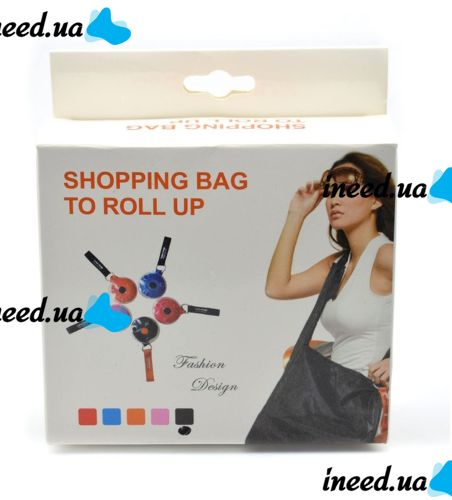 Складна компактна сумка-шоппер на плече для покупок Shopping bag to roll up, жіноча багаторазова продуктова сумка рулетка в контейнері