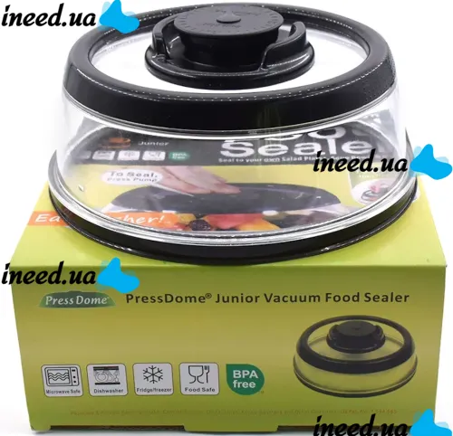 Багаторазова Вакуумна кришка Press Dome Stay Fresh Longer NJ - 352 19см для пакування харчових продуктів кухонний контейнер вакууматор для їжі Чорний