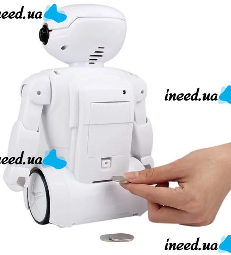 Дитяча електронна скарбничка світильник Robot Piggy Bank 6688-8 з кодовим замком і купюроприймачем, Дитячий сейф Робот з лампою на батарейках Білий