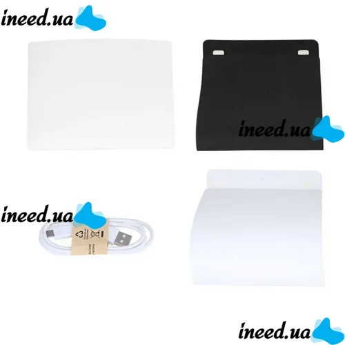 Folding photo box NJ-0065 with Led-lighting 22x22x22 cm for subject shooting, Lightbox for macro photography, Mini photo studio 2 backgrounds