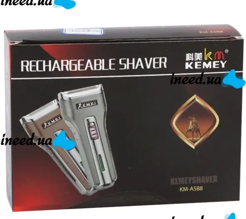 Rechargeable Electric Shaver Shaver Kemei KM-A588 2in1 with Nozzle Beard Trimmer 3W, Cordless Razor for Hair Removal Brown