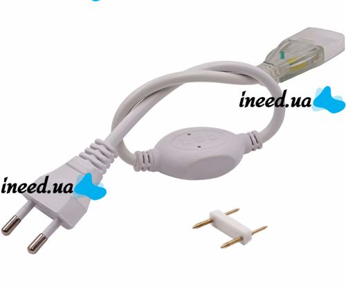 Кабель питания адаптер для светодиодной LED ленты 5050 Foton Power Cable Neon с контроллером 220V IP65, Шнур вилка для светодиодного неона от 220В