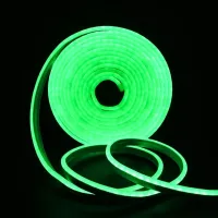 Світлодіодна силіконова стрічка LED NEON Green 0764 5 м з блоком живлення IP65, універсальна неонова гнучка підсвітка 12v-220v 5M в силіконі Зелена