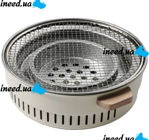 Бездимний круглий гриль з решіткою Stove NO.898 30 см для барбекю, Вугільна складна кругла піч для смаження м'яса, риби та овочів для кемпінгу