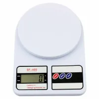 Electronic Table Scales from 1g to 7 kg SF-400, Kitchen Scales with LED Display with Round Platform for Weighing Products White