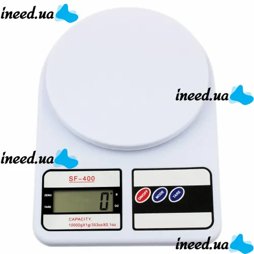 Electronic Table Scales from 1g to 7 kg SF-400, Kitchen Scales with LED Display with Round Platform for Weighing Products White