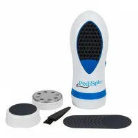 Electric pumice stone Pedi Spin Pro Pedi Spin for removing roughened skin of feet and heels, Foot cleaning device with replaceable nozzles Pedispin White