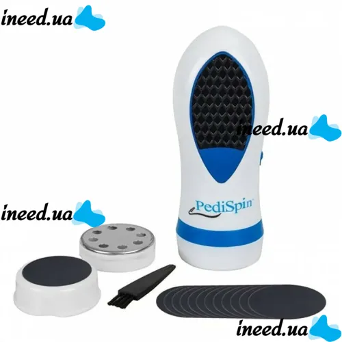 Electric pumice stone Pedi Spin Pro Pedi Spin for removing roughened skin of feet and heels, Foot cleaning device with replaceable nozzles Pedispin White