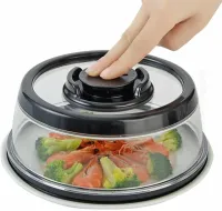 Багаторазова Вакуумна кришка Press Dome Stay Fresh Longer NJ - 352 19см для пакування харчових продуктів кухонний контейнер вакууматор для їжі Чорний