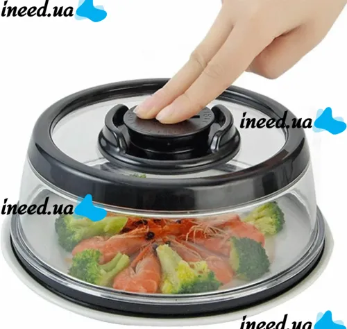 Багаторазова Вакуумна кришка Press Dome Stay Fresh Longer NJ - 352 19см для пакування харчових продуктів кухонний контейнер вакууматор для їжі Чорний