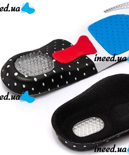 Orthopedic insoles size 39-44 with rigid supinator and gel heel AND195 universal trimmed insoles from flat feet, blisters for shoes