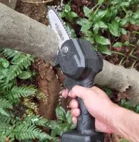 Аккумуляторная цепная мини пила Supretto Mini Electric Chain Saw 24V 550W для обрезки деревьев и распила дров, мини пила, электропила на аккумуляторе