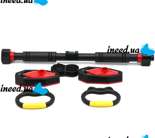 RPM Sports DL-413 65-100 cm telescopic pull-up bar with level and rings, door bar AND5364