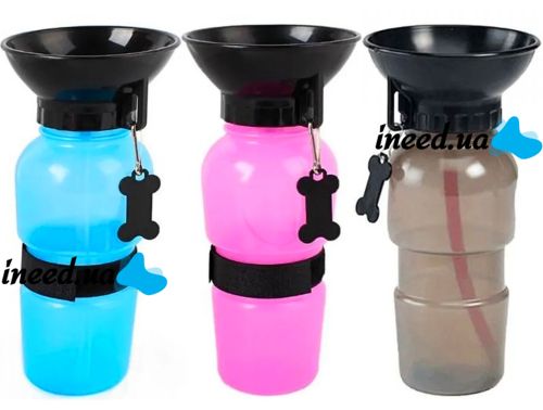 Портативна Дорожня поїлка для собак Aqua Dog Petshy PET Bottle 500 мл автоматична прогулянкова пляшка для води з чашею в дорогу ПЕТ ботл