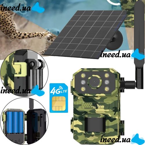 Photo Trap for Hunting Owl Hunting ESCAM QF380 Solar 4G with Motion Sensor and Solar Panel Outdoor Camera with LTE Module Powered by 18650 Battery Camouflage