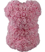 Маленький мишка из искусственных 3D роз Teddy Bear de Luxe 25 см Pink, розовый медведь Тедди
