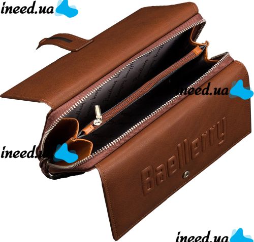 Чоловічий шкіряний гаманець клатч Baellerry Guero S1393 Brown для зберігання кредитних карт монет на змійці, чоловіче портмоне для купюр Коричневий