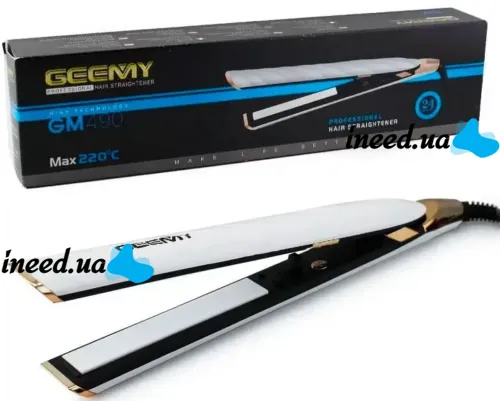 Утюжок випрямляч для волосся Geemy GM-490, Професійна керамічна плойка Вирівнювач Gemei для укладання з дисплеєм і регулюванням температури