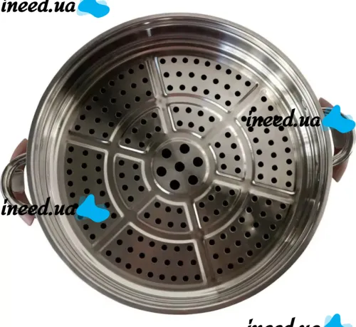 Электрическая двойная кастрюля скороварка Hoffmans HM-3031 8л 32см, 1500W, Электрокастрюля пароварка рисоварка HM3031 от сети Коричневая