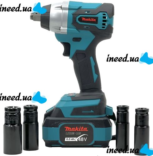 Battery pack for Makita 2in1 Wrench DTW385 Bulgarian DGA506ZPRO 48V 6Ah, A set of power tools for Makita 2 batteries with attachments in a case