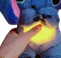 Інтерактивна м'яка іграшка дихаючий стіч Stich 30 см, Музичний плюшевий нічник стіч з ефектом дихання на батарейках для новонароджених дітей