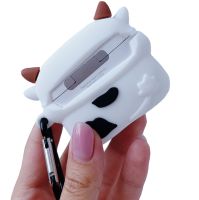 Захисний протиударний чохол Case 3D Cute Cow корівка для навушників Apple AirPods Pro 1, 2 силіконовий кейс Корівка з повним захистом і карабіном