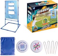 Frisbee with Standing Target Frisbee Toss Game Set 9888-11 for kids and adults, Flying ball disk and target with 3 holes Blue